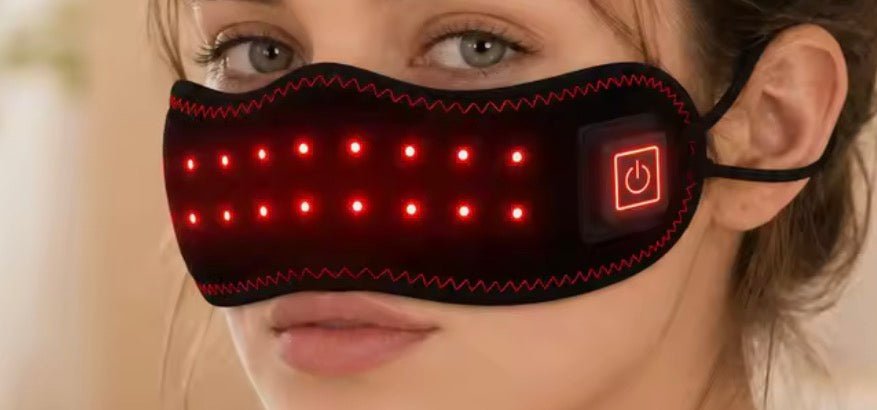 The 16 red light beads lit over the nose